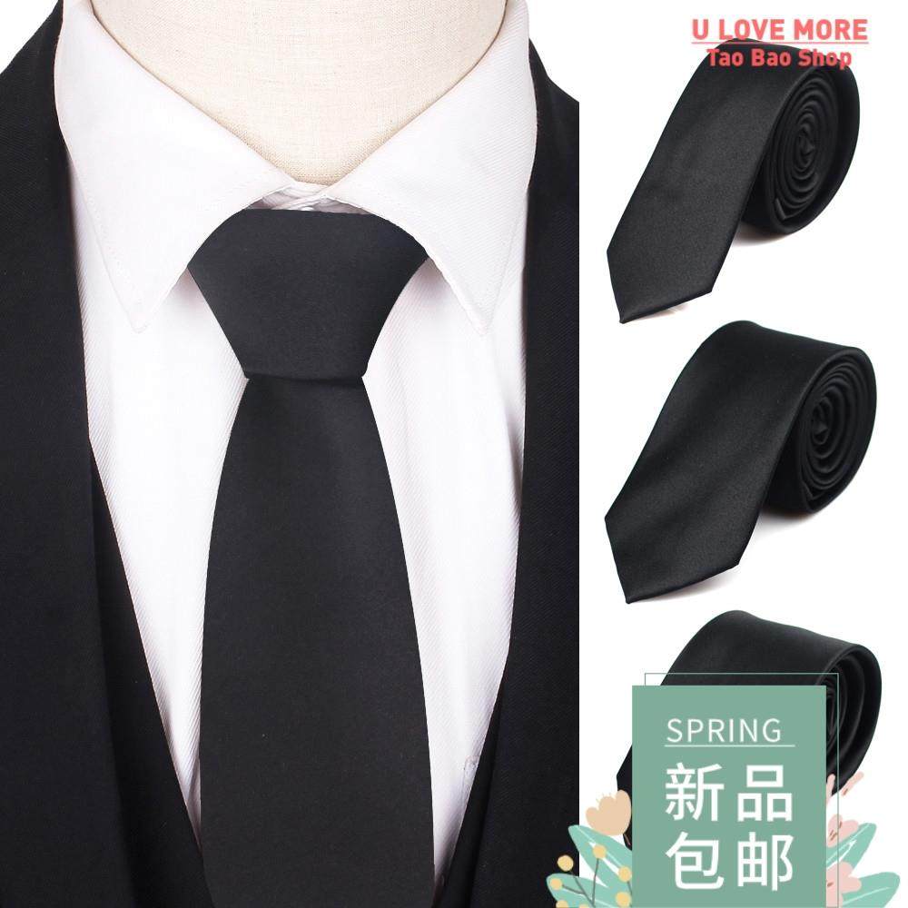 Black Neck Ties For Men Women Casual Suits Solid Tie Gravata