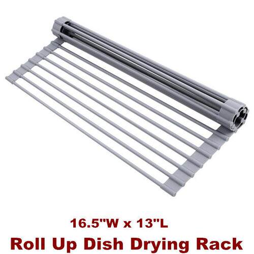Roll Up Dish Drying Rack Drainer Kitchen Counter Over Sink