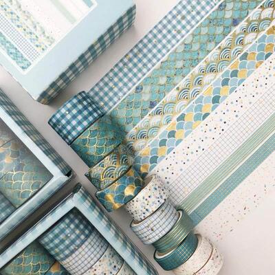 18Pcs/Set Gold Foil Washi Tape Cute Plant Flower Masking Tap