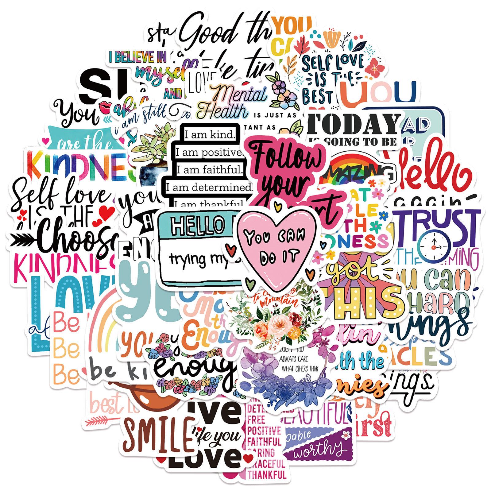 52PCS Inspirational Stickers Motivational Phrases Life Quote - 实物图
