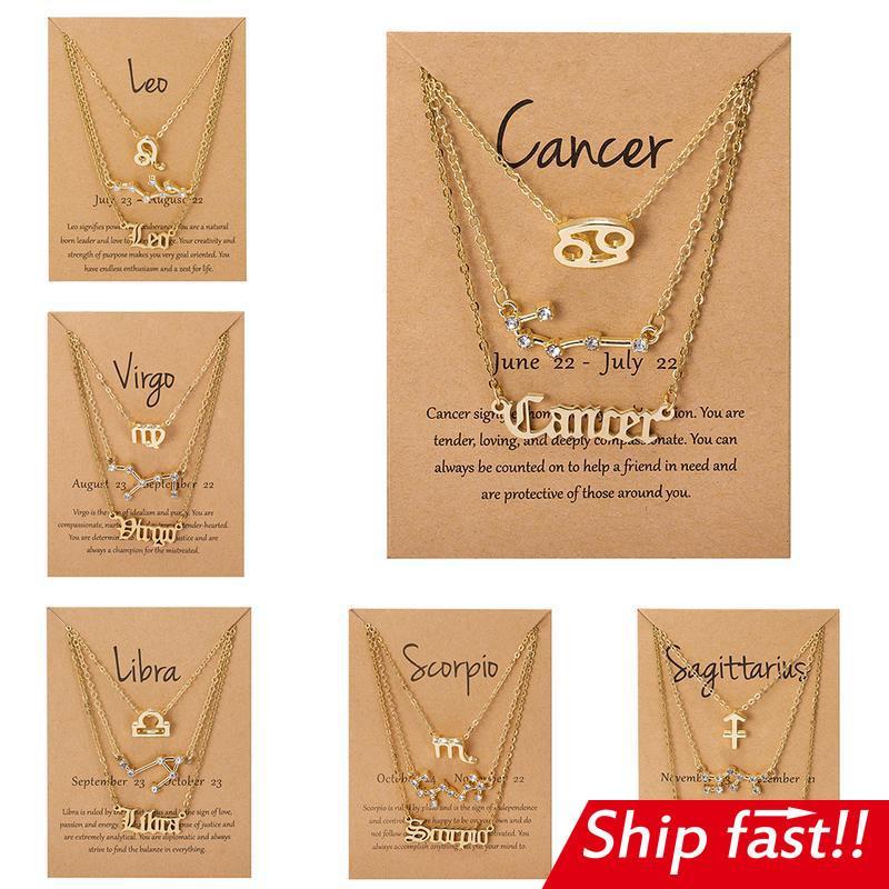 3pcs set Zodiac women necklace Personality new gift couple