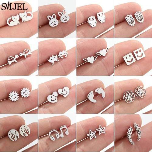 Mini Animal Stainless Steel Earrings for Women Children Jewe