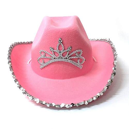 1pc Cowboy Cap Western Style Pink Cowboy Hat With Blinking C