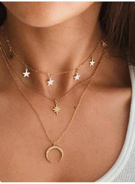 New five-pointed star pendant clavicle choker necklace 项炼