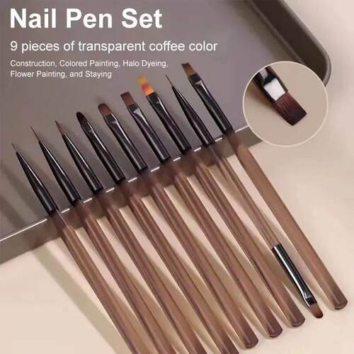 9PCS UV Gel Nail Brush Liner DIY Painting Pen Manicure Acryl
