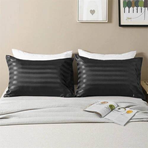 Imitation Silk Pillow Case Satin Stripe Pillowcases Cases Co