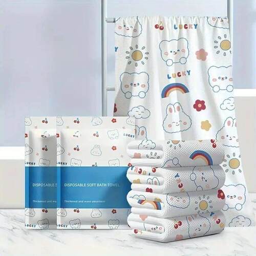1pcs Cute Cartoon Disposable Bath Towel For For Camping, Gym