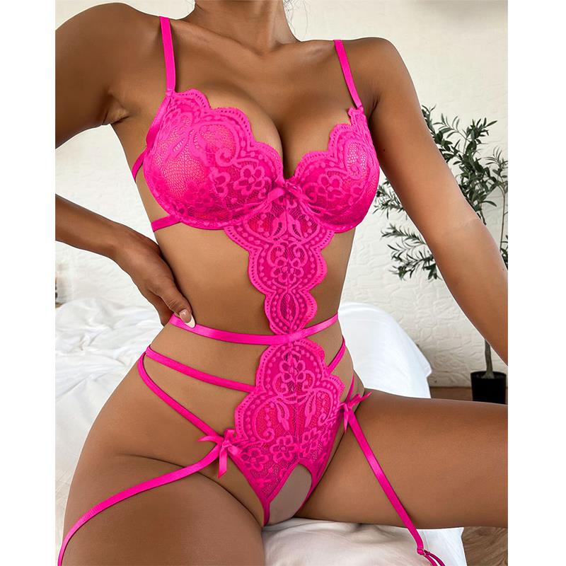 Hot Erotic Sexy Lingerie Set Women Push Up Bra Garter Set