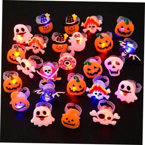 LED Light Halloween Ring Glowing Pumpkin Ghost Skull Rings