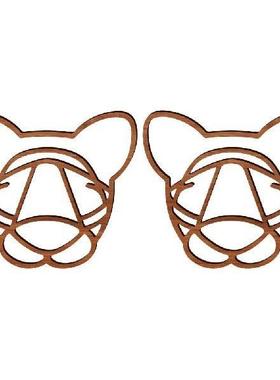 2 Pcs Emblems Wooden Animal Wall Decoration Sign Hollow Out