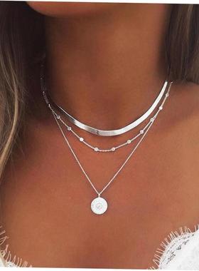 女士项炼春季新款简单多层吊坠炼