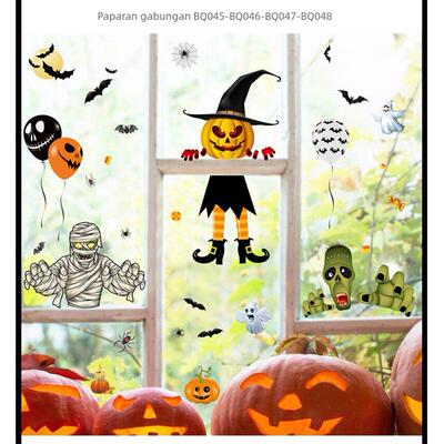 Decorate scary Halloween wall with skull pumpkin stickers