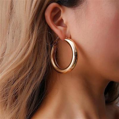 Personality 50 MM Big Gold Hoops Earrings Minimalist Thick T