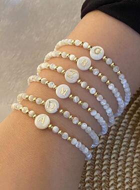 26字母手炼 串珠贝壳手饰 欧美新款饰品Shell letter bracelet