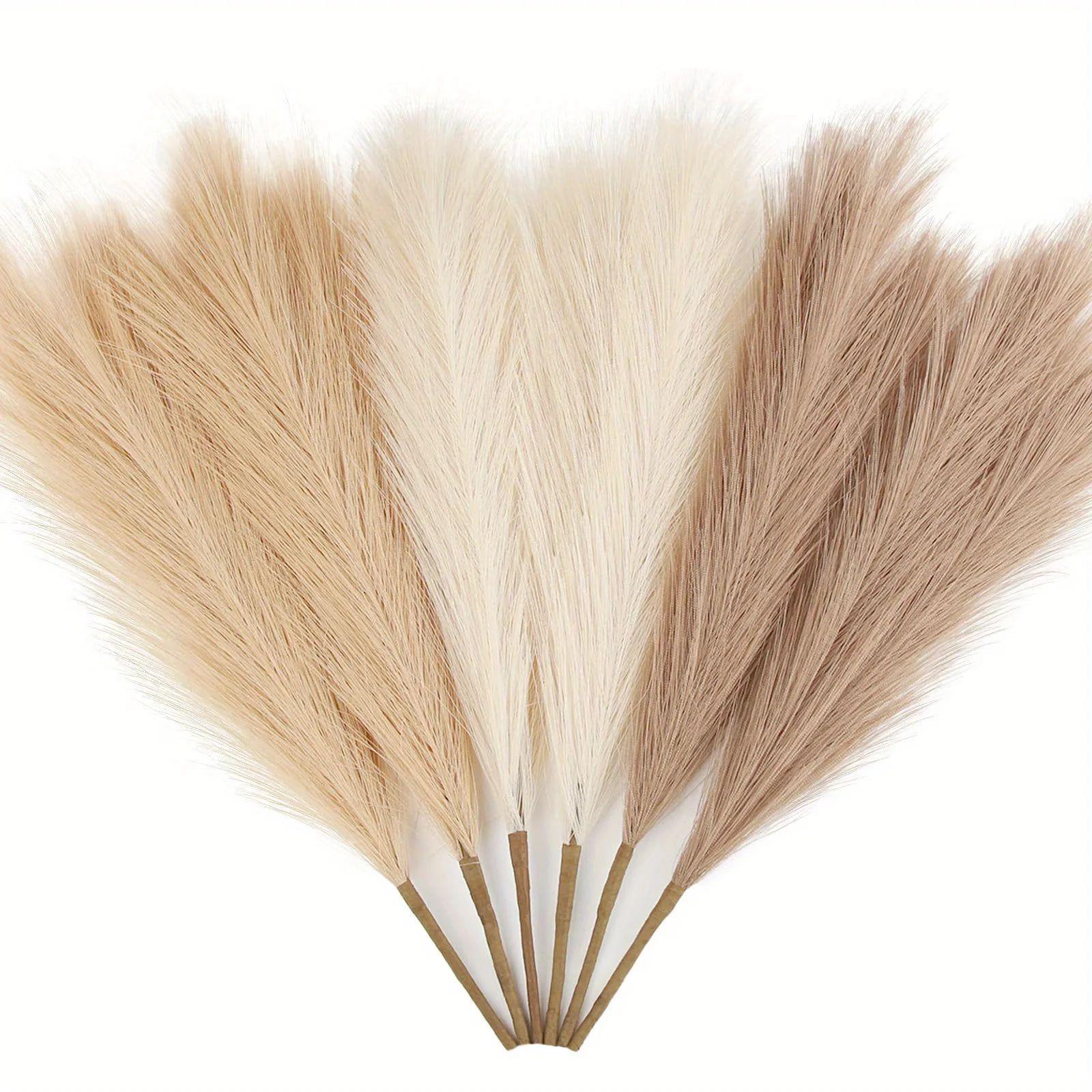 6PCS Artificial Pampas Grass Decor Flowers Fake Plant Reed