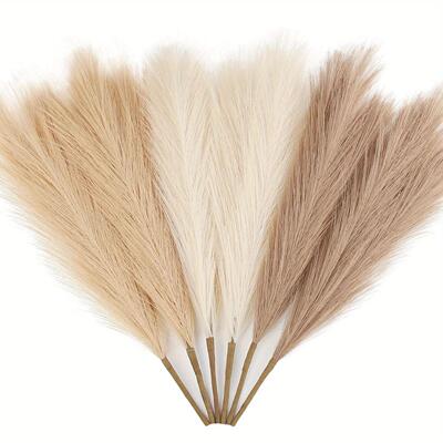 6PCS Artificial Pampas Grass Decor Flowers Fake Plant Reed