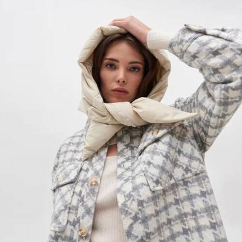 Fashion quilted headscarf puffer scarf triangle shawl Hood S