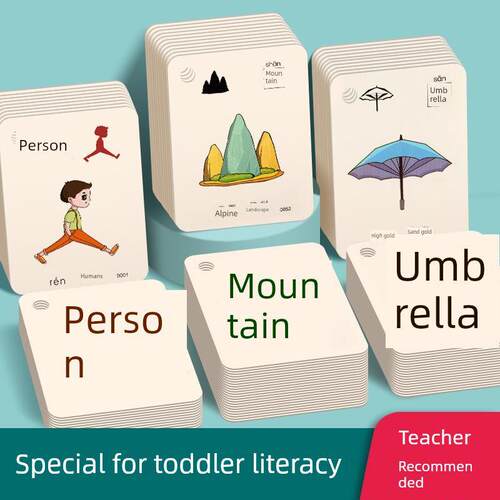 250PCS/set Learning Chinese Words Language Flash Cards Kids