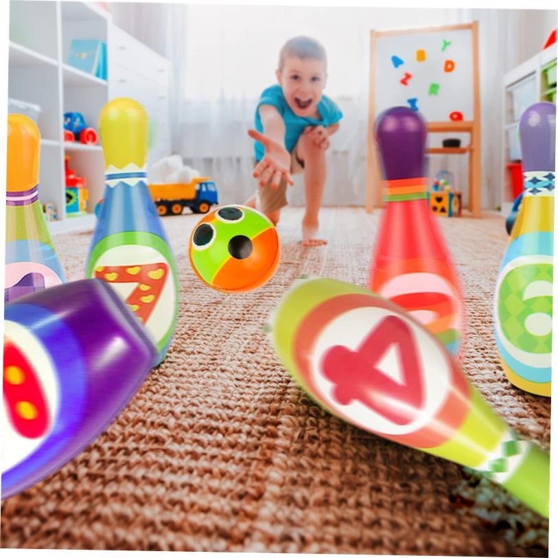 bowling for kids with 10 Bowling Pins & 2 Balls Games Set球