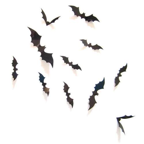 12Pcs/set Halloween Decoration 3D Black PVC Bat DIY Decor