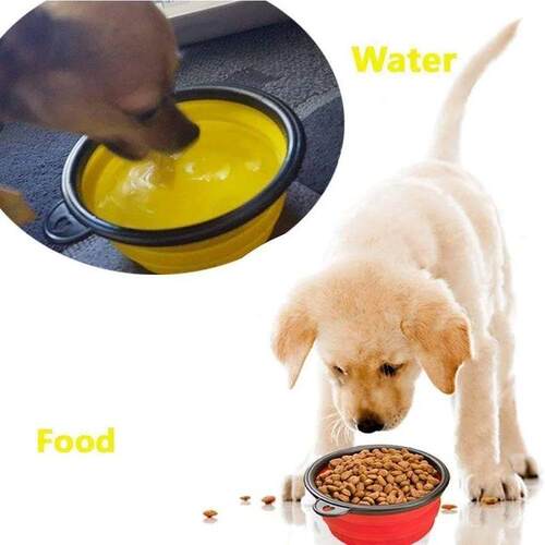 Pet Folding Silicone Bowl Collapsible Dog Food Bowl Water La
