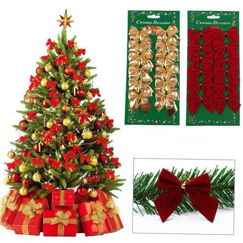 12pcs Christmas tree decorated bow gift 圣诞树装饰蝴蝶结