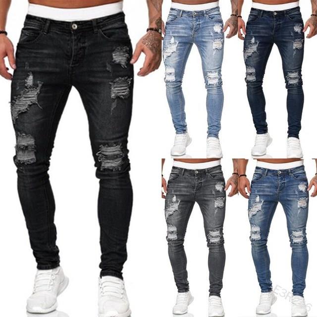 men jeans jogger pants trousers for men ripped jeans 牛仔裤