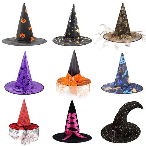 Halloween hat Pumpkin witch hat Black tip wizard hat