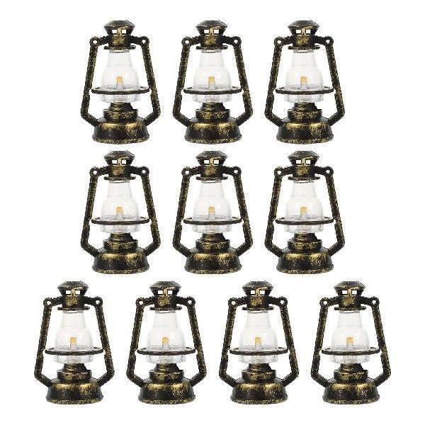 10PCS Vintage Scale Mini Kerosene Lantern Decors Miniature