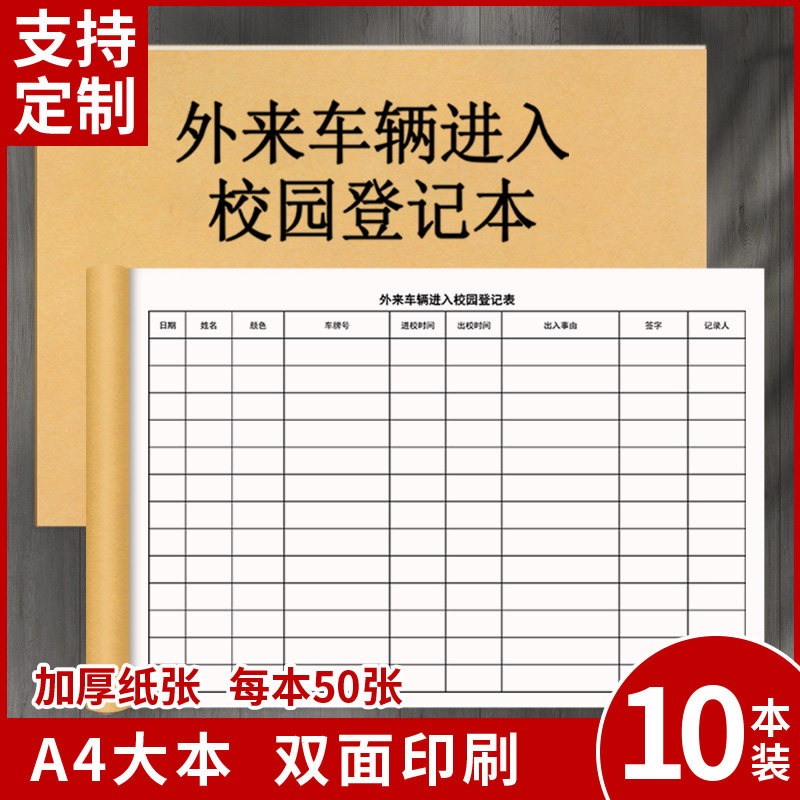 外来车辆进入校园登记表来访人员登记本门卫保安工作日志中小学幼儿园