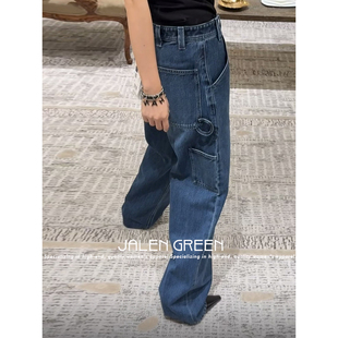 JALEN GREEN 26P香奶奶!1-26/jennie同款水洗阔腿丹宁牛仔裤子女