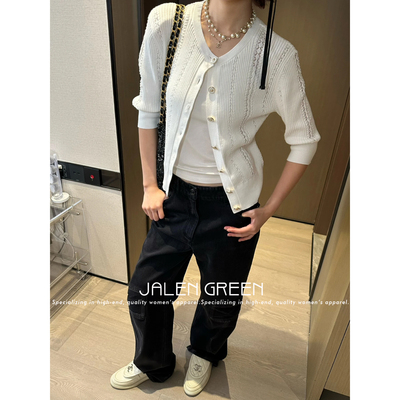 JALEN GREEN 韩系女主感!1-14/26c新款小香风钩花镂空针织开衫女