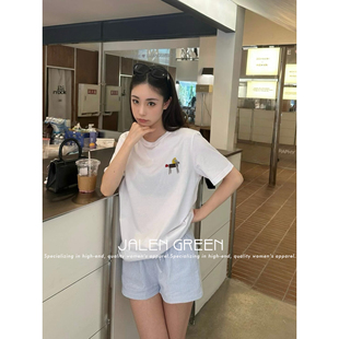 GREEN 休闲风动物图案T恤上衣短袖 感知轻盈舒适 女 JALEN