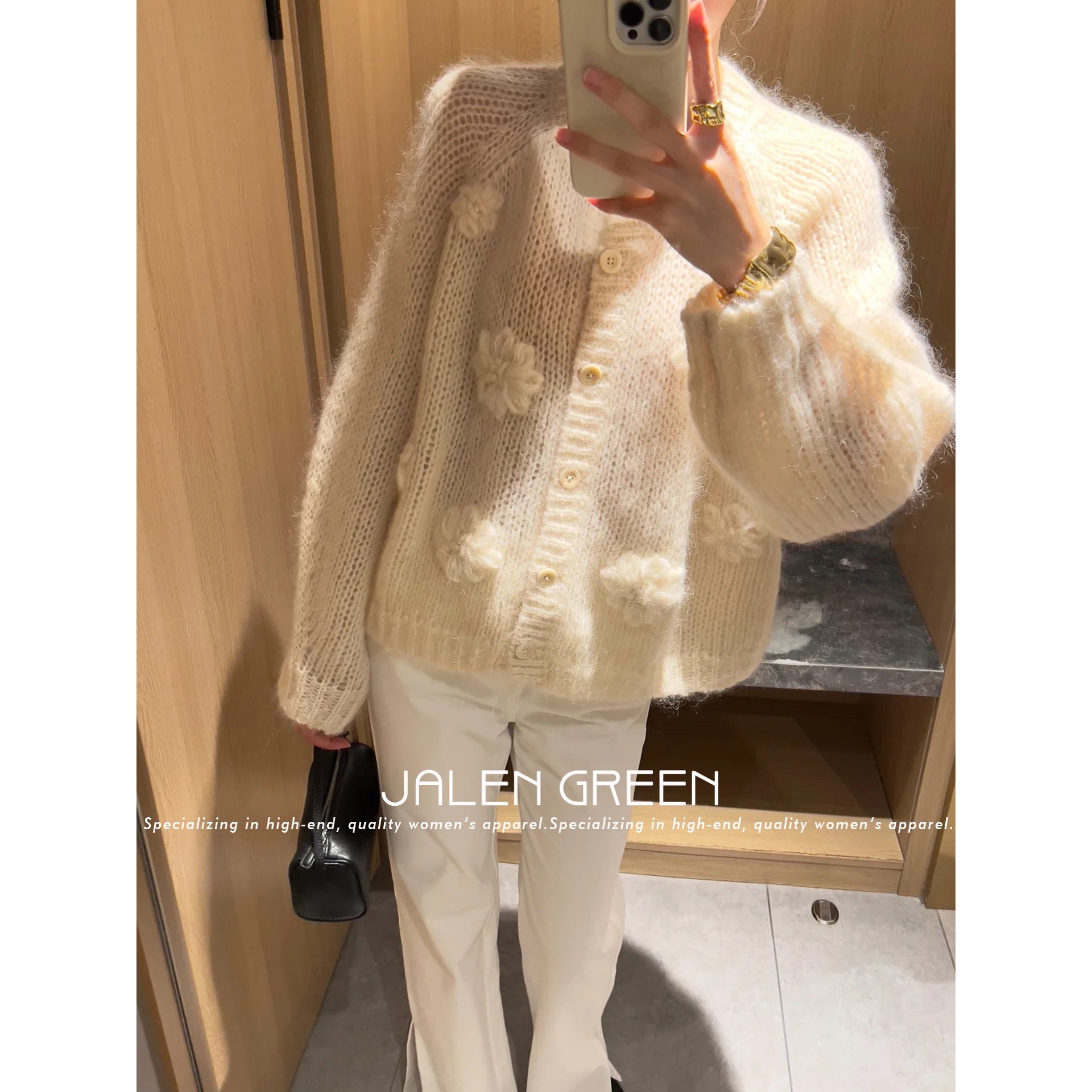 JALEN GREEN 朦胧的美感!1-20/镂空花朵镶嵌圆领长袖马海毛毛衣女,女装/女士精品,毛衣,淘宝优惠券,粉丝福利购,淘宝优惠卷