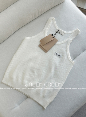 JALEN GREEN乖巧甜妹!1-14/26c新款字母刺绣花边领羊绒针织背心女