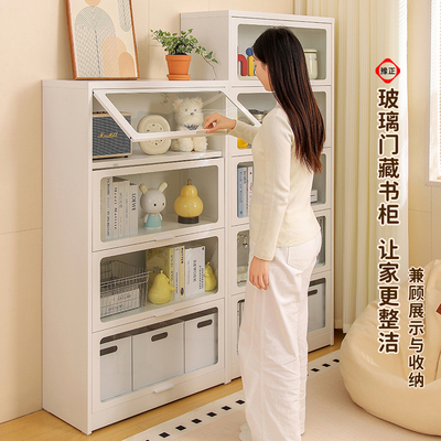 豫正痛柜玻璃上翻门柜落地藏书柜