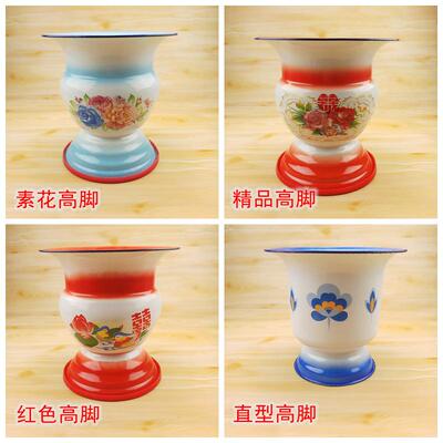 坐便器垃圾桶搪瓷红色高脚痰盂