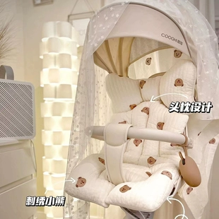 新生婴儿推车坐垫遛娃神器透气四季 座垫刺绣纯棉垫子餐椅通用 韩版