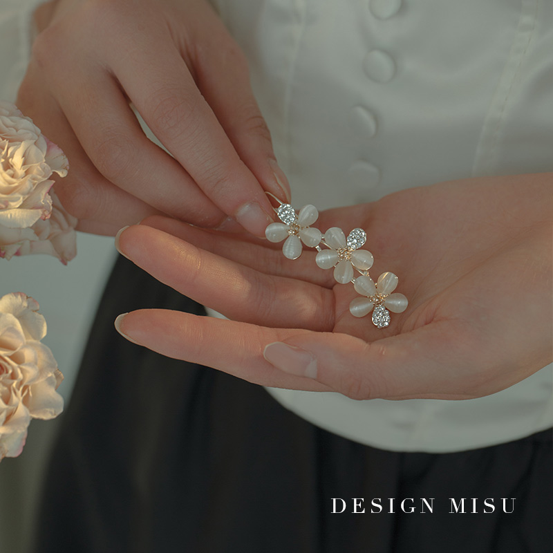 花朵猫眼石侧面刘海夹