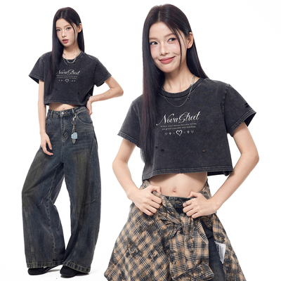 NovaStreet炒雪花短款宽松T恤