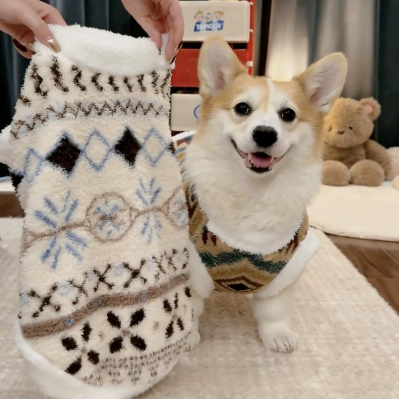 宠物狗狗衣服加绒保暖小中大型犬柯基柴犬腊肠金毛民族风冬天棉衣