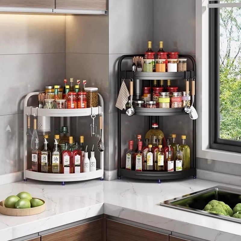 厨房置物架台面多功能调料架收纳架多层枪灰圆弧形调料三角转角架,厨房/烹饪用具,调料置物架,淘宝优惠券,粉丝福利购,淘宝优惠卷
