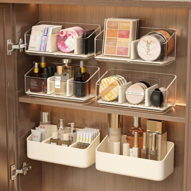 镜柜收纳盒壁挂浴室柜门内口红面膜分格整理盒卫生间化妆品置物架