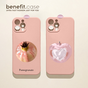 benefit艺术ins风简约水果17适用于iphone16promax苹果15PRO手机壳13新款 14套12创意11全包xsmax硅胶xr防摔8