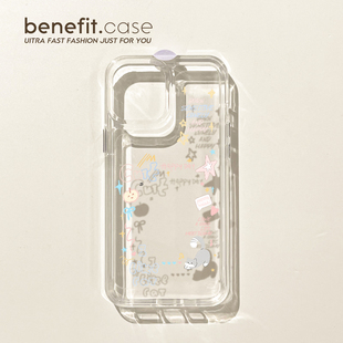 benefit日韩创意星星英文17适用于iphone16promax苹果15PRO小卡手机壳13新款 14套12创意11透明xsmax硅胶xr防