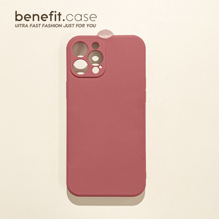 Benefit新简约ins风纯山茶红17pro16适用苹果13promax硅胶手机壳iphone12mini液态14promax防摔11xs个性 xr高