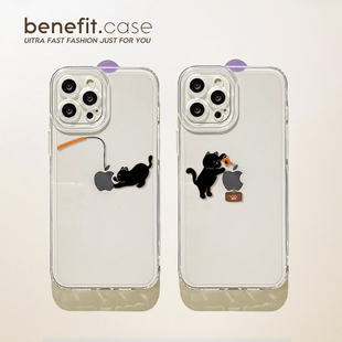 benefit趣味搞怪猫咪情侣17pro16适用于苹果15手机壳13iphone14promax新款 12套11创意xsmax透明xr硅胶8plus防