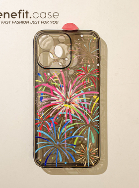 benefit文艺ins彩色烟花17适用于iphone16promax苹果15PRO手机壳13新款14套12创意11透黑xsmax硅胶xr防摔8pl