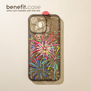 benefit文艺ins彩色烟花17适用于iphone16promax苹果15PRO手机壳13新款 14套12创意11透黑xsmax硅胶xr防摔8pl