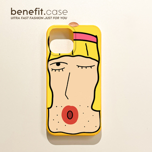 benefit丑萌搞怪表情包17pro16适用于苹果15手机壳13iphone14promax新款 12套11简约xsmax全包软xr硅胶8plus防